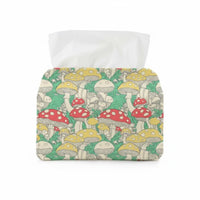 toadstool artwork Illustrated Tissue Box Cover artistic Design Decorative Tissue Container Colorful Print Home Decor Great Gift concept for Nature Lovers, Office Workers, Living Room, Bedroom, Coffee Table, Kitchen Countertop
