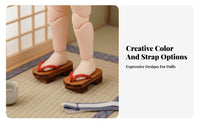 Miniature Wooden Geta Kimono Matching OB11 Doll Shoes Handmade Japanese Design Doll Clogs