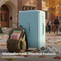 Large Capacity Ribbed Hard-Shell Suitcase 30/70 Split Design Hardside Carry-on Wet and Dry Separation Trolley Case Adjustable Handle for Travelers, Vacationers, Study Abroad, Vacation, Vacations, Weekend Trip Getaways