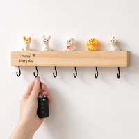 Rustic Wood Key Holder for Small Apartment, 6 Hook Hanger, 25cm Key Hook with Mail Organizer, Modern Matte Black, 10 kg Capacity