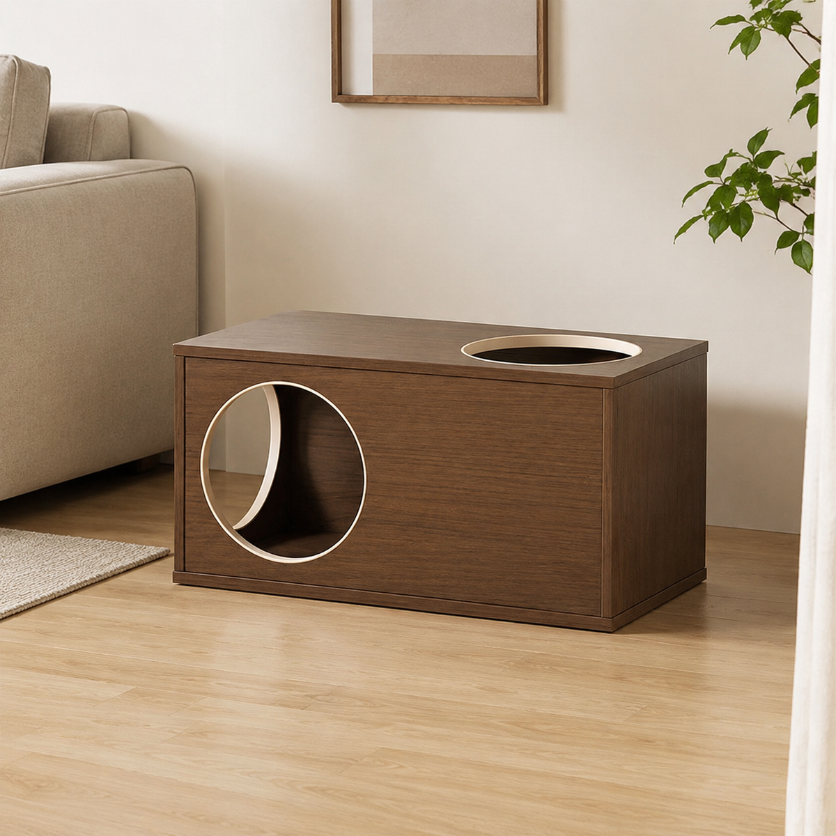 Cat Tree, Cat House, For Multiple Cats, Litter Box Cover, Wooden Cabinet, Living Room, Stylish, Hideaway, Multi-functional