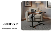 Movable with Wheels C-Shaped Overbed Desk Tilting Tabletop Height-Adjustable C-Table Tiltable Top Laptop Stand Rounded Corners for Telecommuting Workers, Students, Apartment Dwellers, Home from Slidingice, Bedroom, Study Room