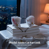 Maid Cosplay Hair Accessory Girly Design Chime Ribbon Cat Ear Hairband Cat Ear Headband Lightweight Lace Chime Choker