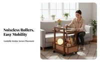 Movable with Wheels 2-Tier Rolling Trolley Multi-Functional Mobile Storage Versatile Functionality Household Furniture Space-Saving for Apartment Dwellers, Interior Design Enthusiasts, Living Room, Bedroom, Balcony, Bathroom