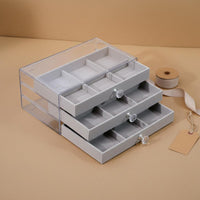 Stackable Jewelry Box Dustproof Clear Top Jewelry Case Knobs Velvet Lined Drawer Organizer for Women, Dresser, Closet