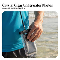 Full Tap-Sensitive Screen Functionality Waterproof Phone Pouch High Clarity Underwater Phone Case Secure Lock Seal for Swimmers, Beach