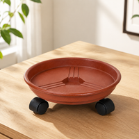 Rolling Plant Pot Saucer with Wheels, Heavy-Duty Plastic Planter Caddy for Indoor Outdoor Plants