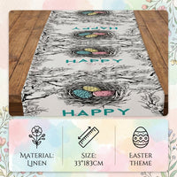 Easter Table Runner Decorative Bunny Egg Print Table Runner Heat Insulating Home Decoration for Party Hosts, Homeowners, Kitchen