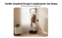 Minimalist Design Rolling Clothes Organizer with Hamper Space-Saving Laundry Butler with Hanging Bar Sturdy Frame Garment Rack Lockable Casters for Apartment Dwellers, homeowners, Small areas, Dorm Room, Entryway, room-sized Closet