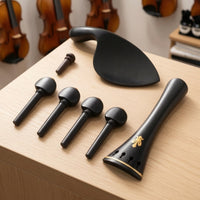 Ebony Violin Accessory Kit Wooden Violin Parts Kit Gold-Tone Tailpiece Replacement for Violinists