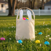 Hare Ear Gift Bag Reusable Easter Bunny Bag Sturdy Material Canvas Easter Basket for Girls, Young Children, Holiday Parties, Home Decoration