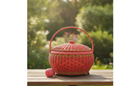 Handwoven Basket with Lid Woven Basket with Handle Compact Organizer Portable for Gift Givers, Brides, Housewarming, Celebrations, Weddings