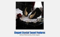 Victorian Celestial Feather Hairpin with Crystal Tassel, Korean Design