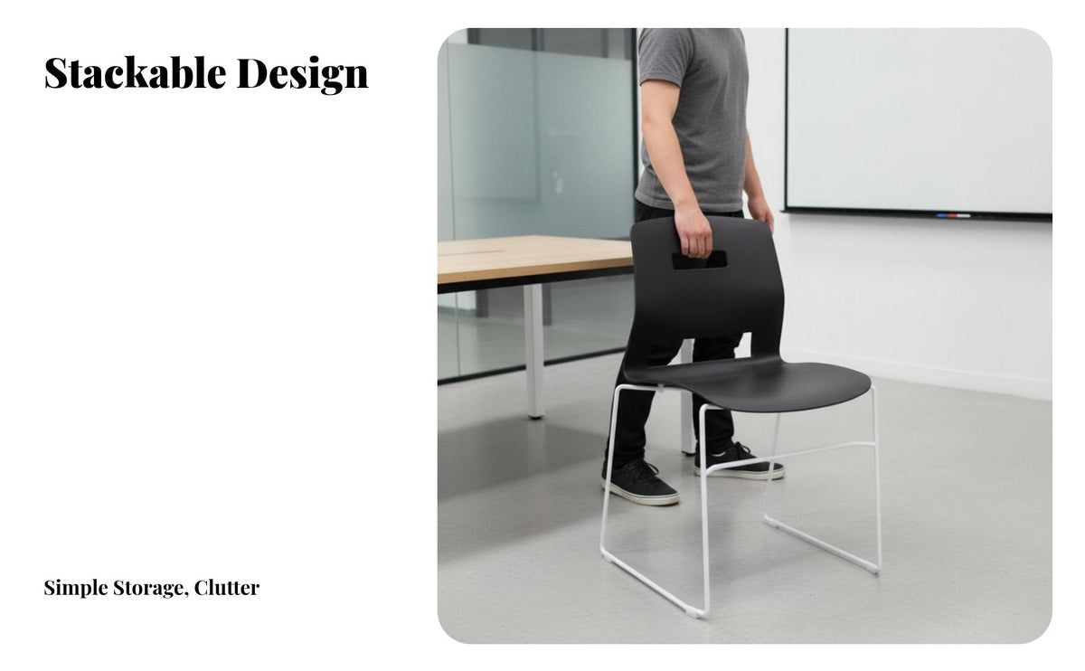 Minimalist Design Stackable Sled Base Chair Lightweight Armless Sled Base Chair Long-Lasting Office Furniture Ergonomic Design for Guests, Students, Event Attendees, Conference Room, Reception Area, Cafeteria