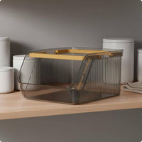 Desktop Storage Basket Built-in Handle Stackable Organizer Basket Slanted Front