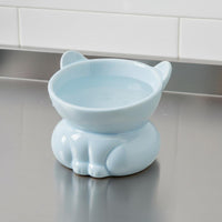 Cute Design Tilted Ceramic Pet Bowl Anti-Tip Raised Ceramic Pet Dish Whisker Friendly Raised Cat Food Dish Dishwasher Safe for Cats
