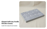 Elegant Gray Velvet Jewelry Display Tray Space Saving Compartment Jewelry Tray Multi-Functional for Vanity Top, Closet
