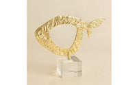 Fish Statue with Crystal Base Metal Fish Sculpture Elegant Decor for Living Room, Office Desk