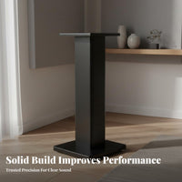 2 Pieces Shock Absorbing Bookshelf Speaker Stand Vibration Damping Bookshelf Speaker Floor Stand High-Gloss Finish Audio Accessory Solid Construction for Audiophiles, Home Theater Enthusiasts, Studio, Living Room