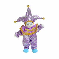 Gift Porcelain Clown Figurine Decorative Clown Doll Collectible Violet Jester Doll Colorful Costume for Shelf, Desk