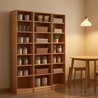 Solid Wood Bookshelf Freestanding Slim Floor Bookcase Storage Shelf Standalone Standing Furniture Adjustable Shelves