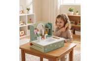 Pretend Vanity Sink Playset Sturdy Toy Grooming Station with Accessories Bathroom Vanity Playset Realistic for Toddlers