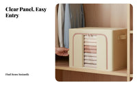 Collapsible textile Box with viewing panel Foldable home arrangement Organization for Renters