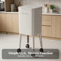 Press-Open Lid Tall Trash Bin Swivel Casters Rectangular Trash Bin Glossy Finish for Kitchen, Home