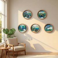 5 Pieces Wooden Wall Plaque Easy-to-Hang Wooden Plaque with Sheet Round for Living Room, Entryway, Bedroom
