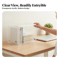 Rolling Book container Large Capacity Desktop Organizer Portable Handle for Study Room