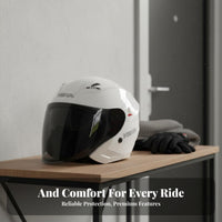 3/4 Open Face Helmet Removable and Washable Liner Double Visor Impact Resistant Cover Ed Headwear for Men, Outdoor, Highway Cruising