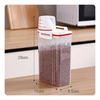Moisture-Proof Rice Dispenser with Measuring Cup Food-Safe Cereal and Grain Storage Bin Space-Saving Design for Countertop, Kitchen Cabinet
