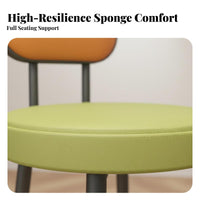 Modern Design Padded Stool with Oval Backrest Sturdy Construction Upholstered Vanity Seat Multi-Purpose Household Furniture Comfortable Cushion for Adults, Homeowners, Teens, Living Room, Bedroom, Makeup Corner, Walk-in Closet