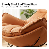 Comfortable Padding Upholstered Rocking Chair snug Upholstered Rocking Armchair Sturdy Frame Indoor Seating Ergonomic Design for Adults, Homeowners, Seniors, Balcony, Living Room, Bedroom, literary alcove