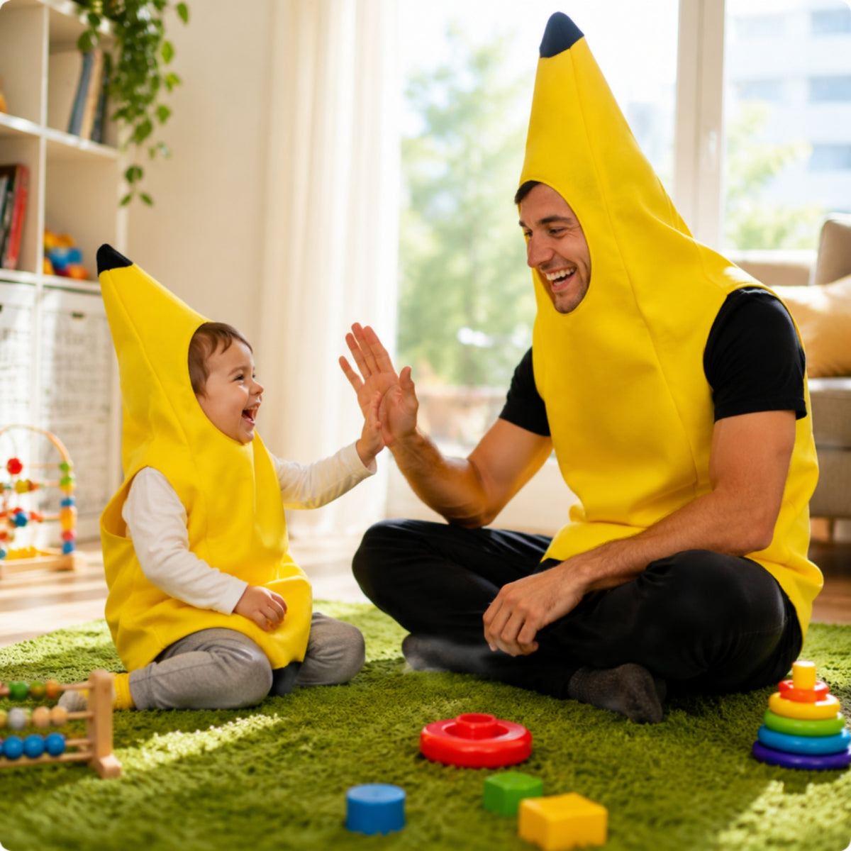 Loose Banana Costume Dark Brown Tip Pull-on Banana Costume Pointed Top Dress-up Wear Funny for Adults, Children, Cosplay