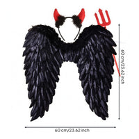 Black Feather Feathered Attachments Layered Feathers Pointed Headpiece Headband Easy to Wear Three Tined Prop