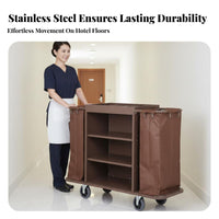 Hotel Cleaning Cart Large Capacity Hotel Room Service Cart Easy Maneuverability for Housekeepers, Janitors, Hotels, Office Buildings, Shopping Malls