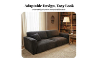 French Vintage aesthetic Scalloped rear Sofa flower-likeShaped rearrest 3-Seater Settee Down-Filled paddings Couch Plush Seating for Interior Design aficionados, Homeowners, Apartment Dwellers, Lounge Area, Bedroom, Home Office