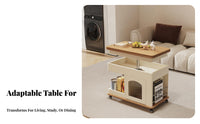 Foldable 3-Tier Rolling End Table Height Adjustable Mobile Furniture Space-Saving Storage Trolley Multi-Purpose Use for Small Apartment Dwellers, Home Organizers, Homeowners, Living Room, Bedroom, Office, Kitchen