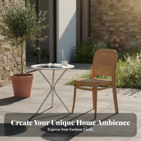 Easy to Clean Nordic Design Woven Chair Long-Lasting Stackable Backrest Chair All-Weather Outdoor Furniture Lightweight for Cafe Owners, Homeowners, Renters, Balcony, Garden, Dining Room, Backyard