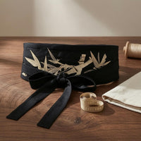 Black Embroidered Waist Belt Bow Knot Tie Waist Belt Lightweight Fashion Accessory Easy to Match