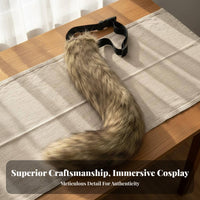 Cosplay Canine Tail Japanese Design Cat Girl Costume Tail Handmade Adjustable Strap for Cosplayers, Comic Conventions