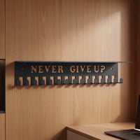 Medal Hanger with Shelf Wall-Mounted Medal Display with Shelf Matte Black Metal for Athletes, Home Gym, Bedroom