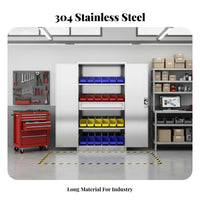 High Load Capacity Heavy Duty Tool Cabinet Rust Resistant Steel Storage Cabinet Adjustable Shelves Double Door Tool Chest Easy to Clean for Workshop Professionals, Machinists, DIY Enthusiasts, Warehouse, Factory, Basement, Utility Room