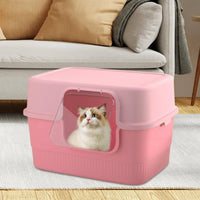 Anti-Splash Enclosed Feline Litter Box Odor Control Large Feline Litter Pan Spacious Covered Kitty Potty 2-in-1 Design for Cats, Indoor