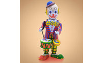 Tinplate Clown with Drums Nostalgic Clown Drummer Toy vintageFashioned for Home Decor, Photography