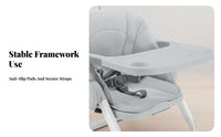 Safe and Stable Portable Feeding Seat Easy to Clean Foldable Floor Seat with Tray Multi-Functional Baby Booster Safety Harness for Toddlers, Grandparents, Home Use, Dining Room, Outdoor, Bathroom