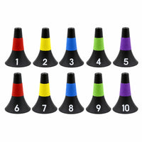 10 Pieces Basketball Cone Numbered Agility Training Cones Flared Cone with Anti-Slip Band for Athletes, Coaches, Soccer Practice