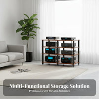 Multi-Tier Audio Equipment Rack Ventilated Shelving Audio Component Rack Sturdy Amplifier Dampening Stand for Audiophiles, Living Room