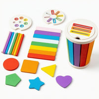 Cylindrical Color Sorting Container Hand-Eye Coordination Sorting Container with Lid Wooden Shape Sorter Educational for Toddlers, Preschoolers, Home, Classroom, Playroom
